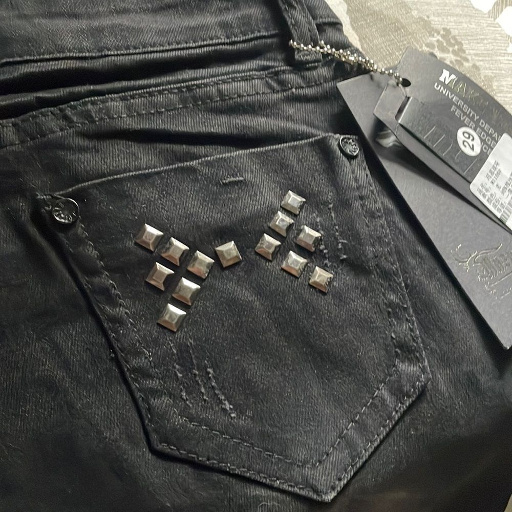 Mizucco stud embellished lightly distressed acid washed skinny jeans rare - Picture 2 of 6